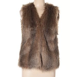 H&M divided brown faux fur vest